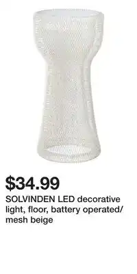 IKEA SOLVINDEN LED decorative light, floor, battery operated/mesh beige offer
