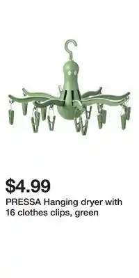 IKEA PRESSA Hanging dryer with 16 clothes clips, green offer