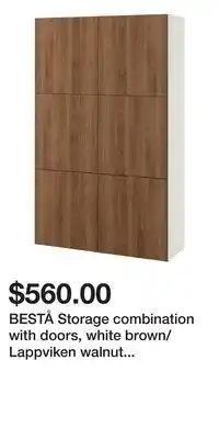 IKEA BESTÅ Storage combination with doors, white brown/Lappviken walnut effect offer