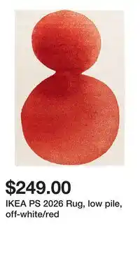 IKEA IKEA PS 2026 Rug, low pile, off-white/red offer