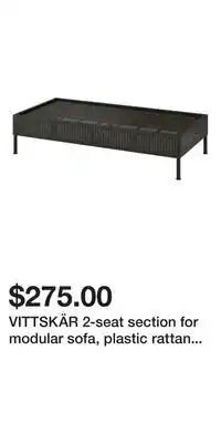 IKEA VITTSKÄR 2-seat section for modular sofa, plastic rattan outdoor/dark gray offer