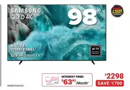 Visions Electronics SAMSUNG NATIVE 120Hz PANEL Q7F 4K Smart TV offer