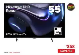 Visions Electronics Hisense UHD ROKU R63N 4K Smart TV, 55 offer