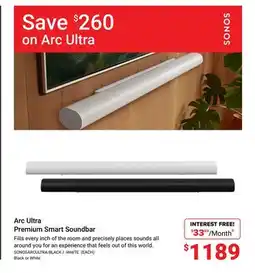 Visions Electronics SONOS Arc Ultra Premium Smart Soundbar offer