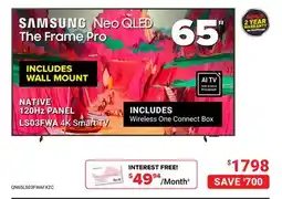 Visions Electronics SAMSUNG NATIVE 120HZ PANEL LS03FWA 4K SMART TV offer