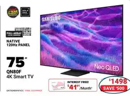 Visions Electronics SAMSUNG NATIVE 120HZ PANEL 75 QN80F 4K Smart TV offer