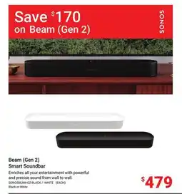 Visions Electronics Sonos Beam (Gen 2) Smart Soundbar offer
