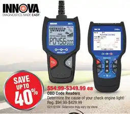 PartSource Innova OBD Code Readers offer