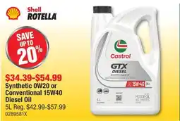 PartSource Synthetic 0W20 or Conventional 15W40 Diesel Oil offer