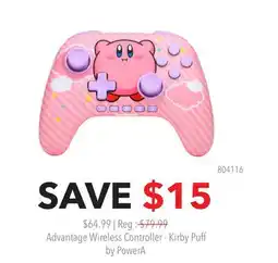 GameStop Advantage Wireless Controller - Kirby Puff by PowerA offer