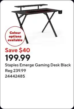 Staples Staples Emerge Gaming Desk Black offer