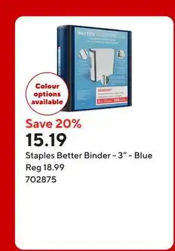 Staples Staples Better Binder - 3 - Blue offer