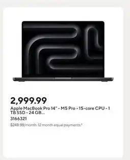Staples Apple MacBook Pro 14 - M5 Pro - 15-core CPU - 1 TB SSD - 24 GB Memory - Space Black offer