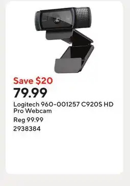 Staples Logitech 960-001257 C920S HD Pro Webcam offer
