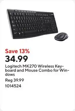 Staples Logitech MK270 Wireless Keyboard and Mouse Combo for Windows offer