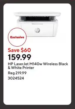 Staples HP LaserJet M140w Wireless Black & White Printer offer