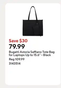 Staples Bugatti Astoria Saffiano Tote Bag for Laptops Up to 15.6 – Black offer