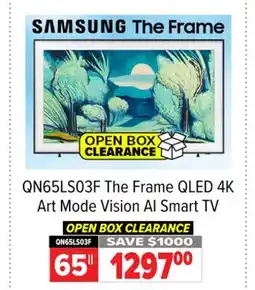 2001 Audio Video QN65LS03F The Frame QLED 4K Art Mode Vision AI Smart TV offer