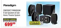 2001 Audio Video CINE100CT PARADIGM 5 Sat Speakers & Sub Home Theatre System offer