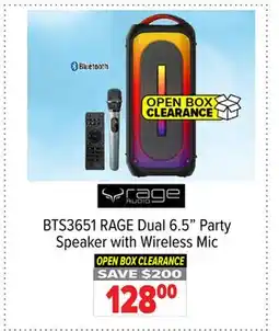2001 Audio Video BTS3651 RAGE Dual 6.5 Party Speaker with Wireless Mic offer