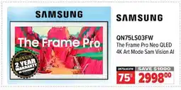 2001 Audio Video SAMSUNG QN75LS03FW The Frame Pro Neo QLED 4K Art Mode Sam Vision AI 75 offer