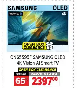 2001 Audio Video SAMSUNG OLED QN65S95F 4K Vision AI Smart TV offer