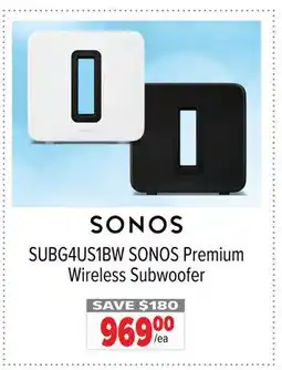 2001 Audio Video SONOS SUBG4US1BW Premium Wireless Subwoofer offer