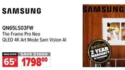 2001 Audio Video SAMSUNG QN65LS03FW The Frame Pro Neo QLED 4K Art Mode Sam Vision AI 65 offer
