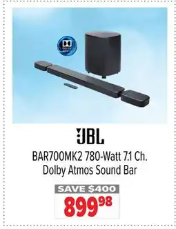 2001 Audio Video JBL BAR700MK2 780-Watt 7.1 Ch. Dolby Atmos Sound Bar offer