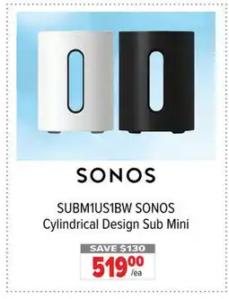 2001 Audio Video SUBM1US1BW SONOS Cylindrical Design Sub Mini offer