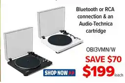 2001 Audio Video OBI3VMN/W Bluetooth or RCA connection & an Audio-Technica cartridge offer