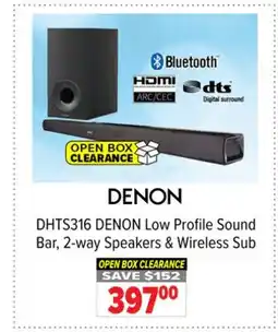 2001 Audio Video DHTS316 Low Profile Sound Bar, 2-way Speakers & Wireless Sub offer