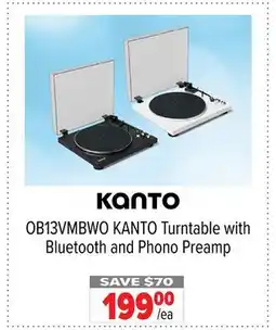 2001 Audio Video KANTO OB13VMBWO Turntable with Bluetooth and Phono Preamp offer