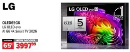 2001 Audio Video OLED65G6 LG OLED evo AI G6 4K Smart TV 2026 offer