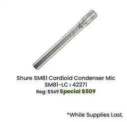 Long & McQuade Shure SM81 Cardioid Condenser Mic offer