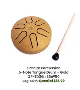 Long & McQuade Granite Percussion 3'' 6-Note Tongue Drum - Gold offer