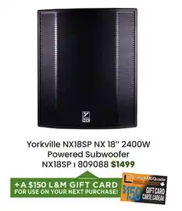 Long & McQuade Yorkville NX18SP NX 18'' 2400W Powered Subwoofer offer