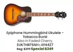 Long & McQuade Epiphone Hummingbird Ukulele - Tobacco Burst offer