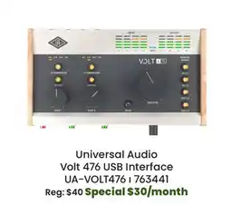 Long & McQuade Universal Audio Volt 476 USB Interface offer