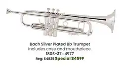 Long & McQuade Bach 180S37 Series - Silver Plated Bb Trumpet offer