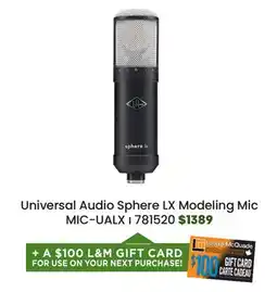 Long & McQuade Universal Audio UA Sphere LX Modeling Microphone offer