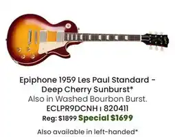 Long & McQuade Epiphone 1959 Les Paul Standard Reissue Electric Guitar with Hardshell Case - Deep Cherry Sunburst offer