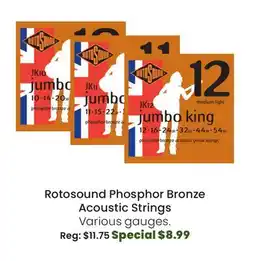 Long & McQuade Rotosound Phosphor Bronze Acoustic Strings offer