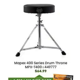 Long & McQuade Mapex 400 Series Drum Throne offer