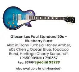 Long & McQuade Gibson Les Paul Standard 50s-Blueberry Burst offer