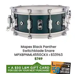 Long & McQuade Mapex Black Panther Switchblade Snare offer