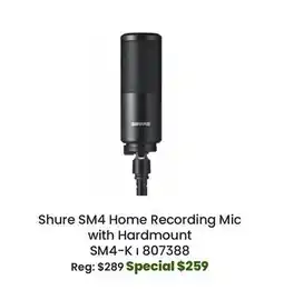 Long & McQuade Shure SM4 Home Recording Microphone with Hardmount - Black offer