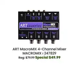 Long & McQuade ART Pro Audio MacroMIX 4-Channel Line Mixer offer