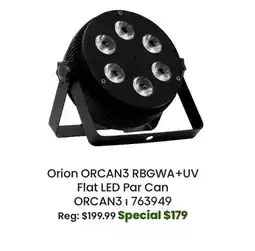 Long & McQuade Orion ORCAN3 RBGWA+UV Flat LED Par Can offer