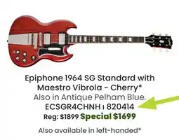 Long & McQuade Epiphone 1964 SG Standard Reissue with Maestro Vibrola Electric Guitar - Cherry Red offer